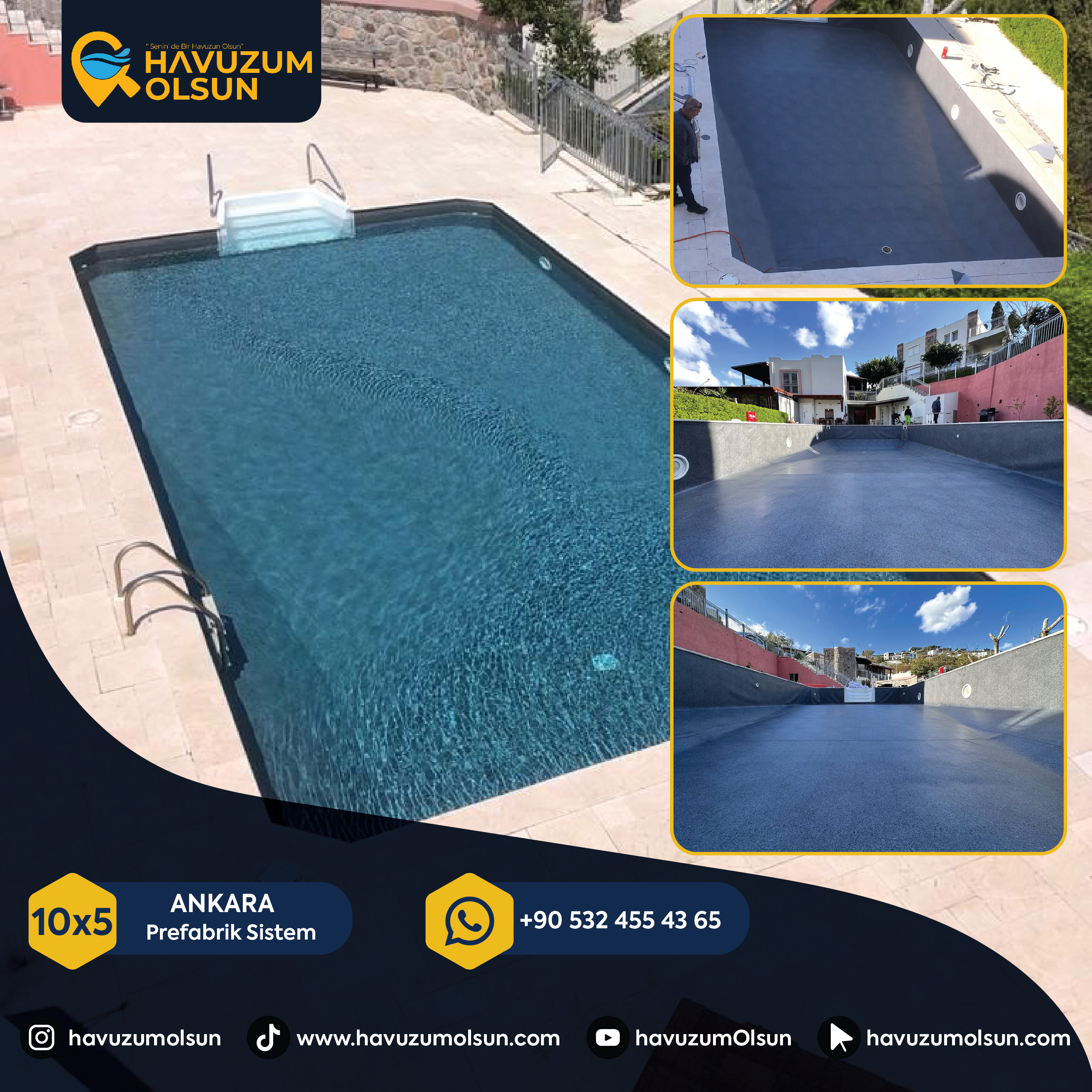 ANKARA - 10x5 - %70 Betonarme %30 Yığma Tuğla Prefabrik Havuz Yapımı