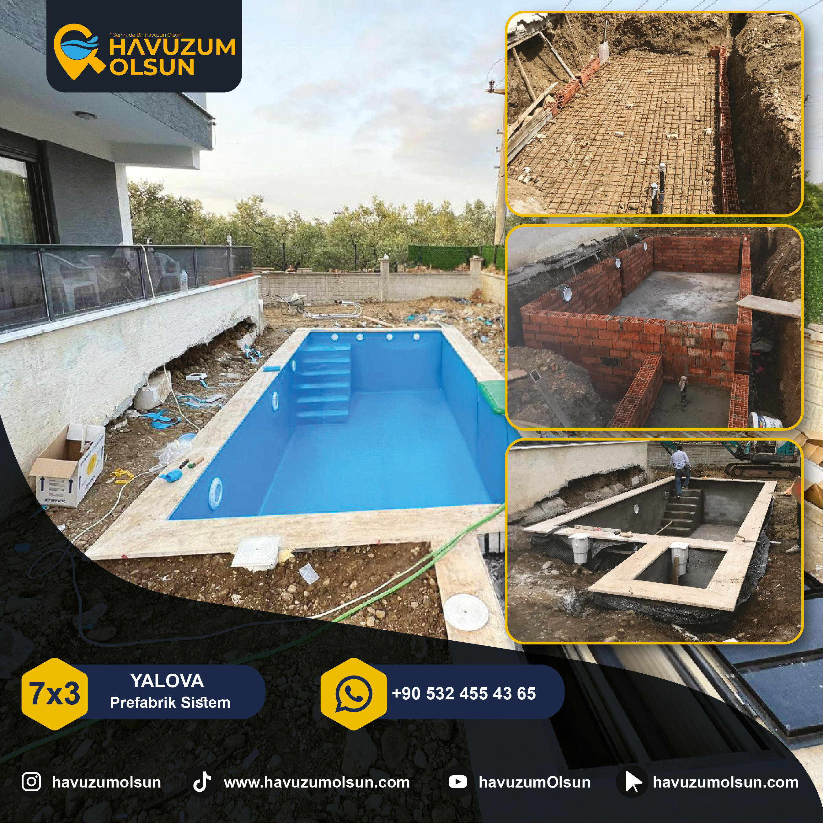 YALOVA  - 7X3 - %70 Betonarme %30 Yığma Tuğla Prefabrik Havuz Yapımı